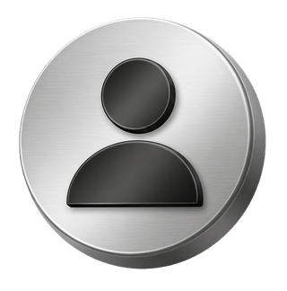 Decorative 3D silver icon depicting a user avatar on the FAQ page